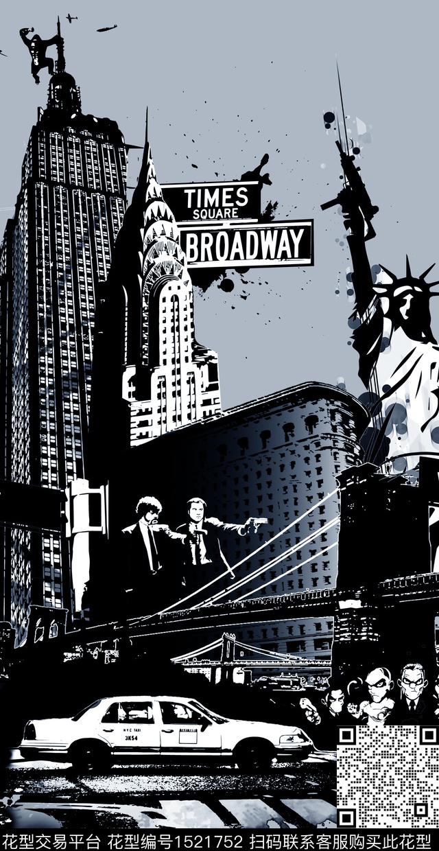 建筑黑灰纽约数码印花华亿平台下载（图片编号: 1521752） - 瓦栏（Walan）
