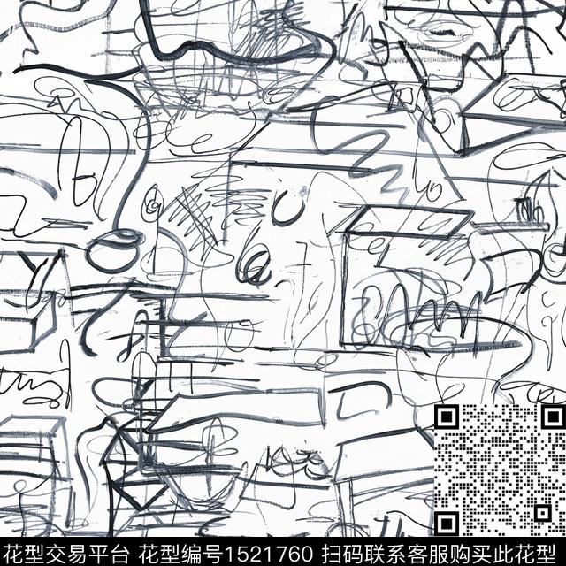 涂鸦线条画黑板数码印花华亿平台下载（图片编号: 1521760） - 瓦栏（Walan）