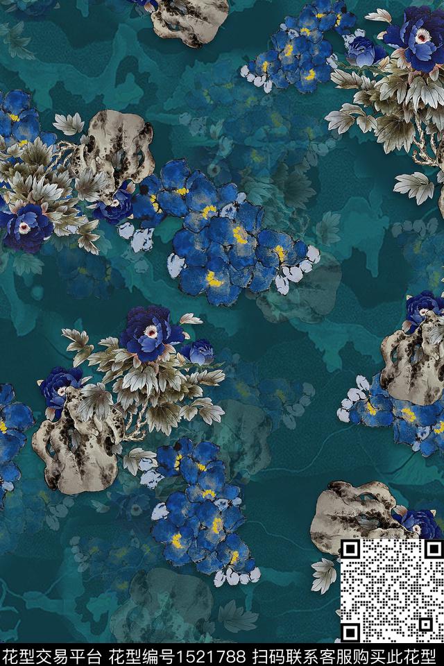 大花牡丹中老年数码印花华亿平台下载（图片编号: 1521788） - 瓦栏（Walan）