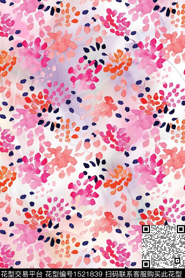 花卉抽象女装数码印花华亿平台下载（图片编号: 1521839） - 瓦栏（Walan）