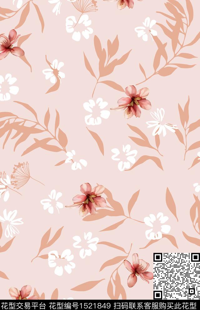女装花卉清爽底花卉数码印花华亿平台下载（图片编号: 1521849） - 瓦栏（Walan）
