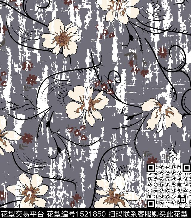 连衣裙女装花卉数码印花华亿平台下载（图片编号: 1521850） - 瓦栏（Walan）