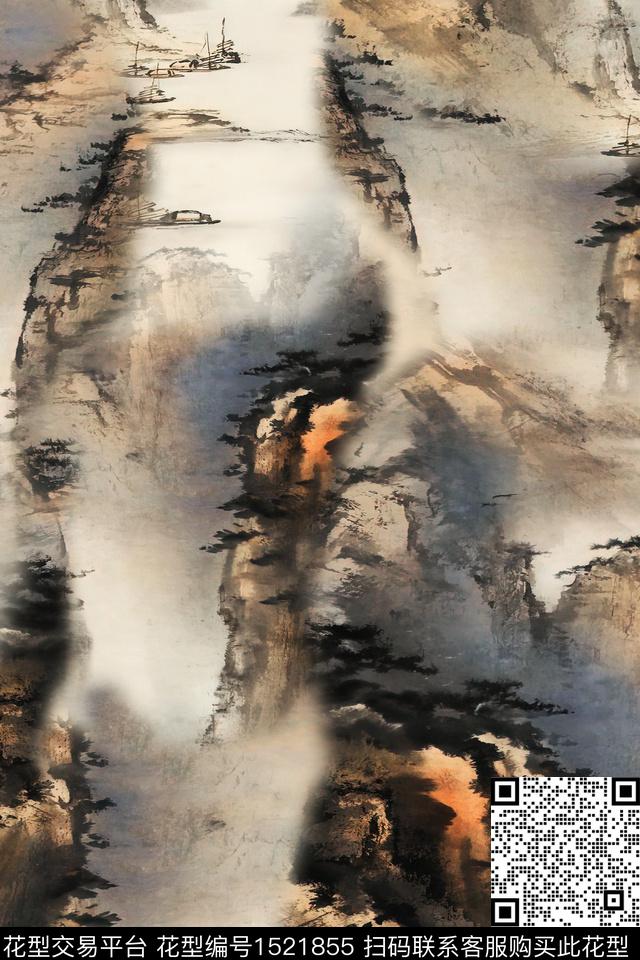 香云纱中老年国画数码印花华亿平台下载（图片编号: 1521855） - 瓦栏（Walan）