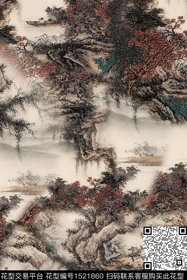 香云纱中老年国画数码印花华亿平台下载（图片编号: 1521860） - 瓦栏（Walan）