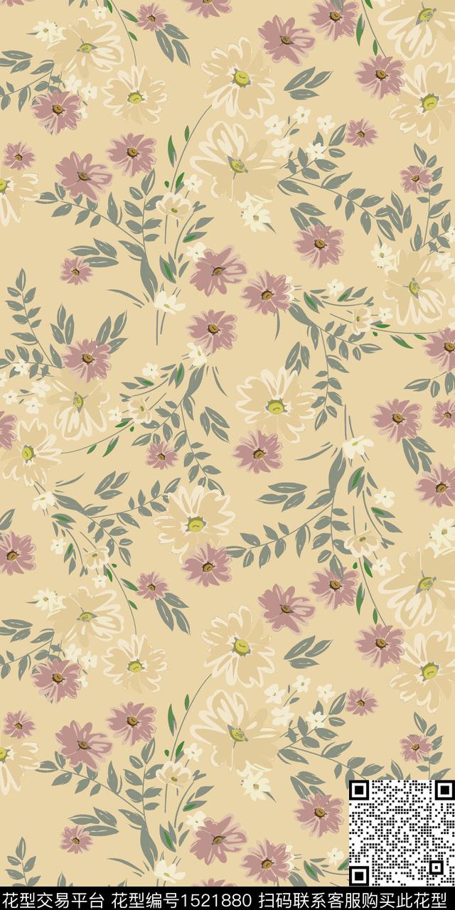 复古花卉小碎花数码印花华亿平台下载（图片编号: 1521880） - 瓦栏（Walan）
