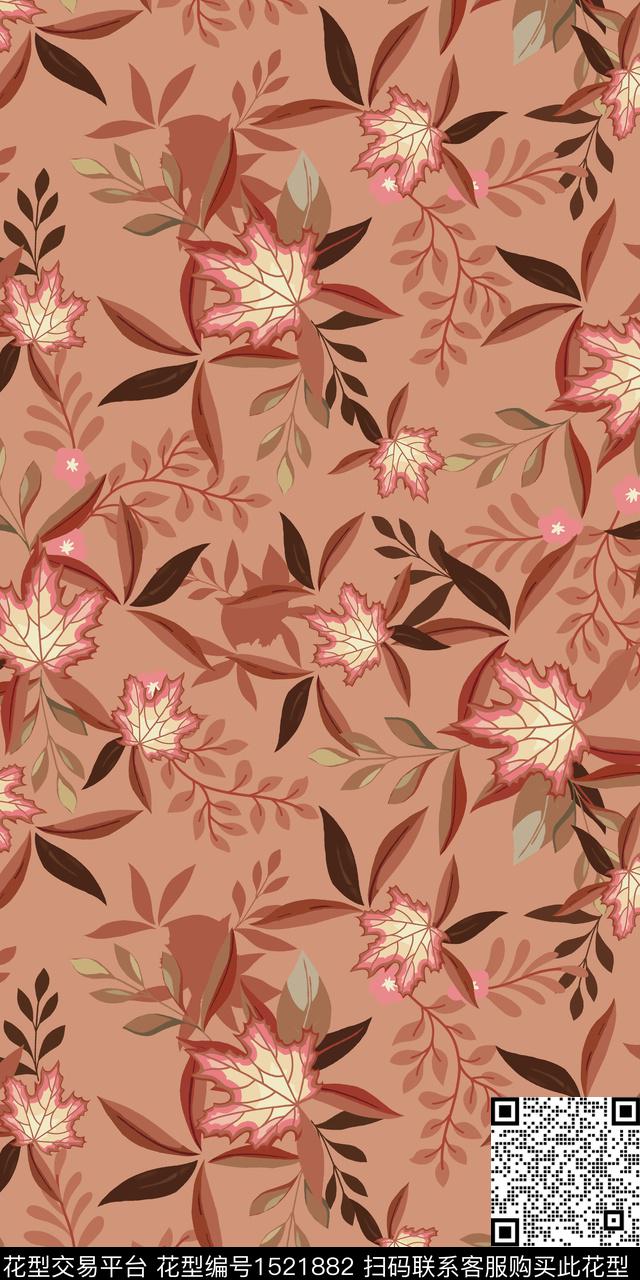 复古花卉清爽底花卉数码印花华亿平台下载（图片编号: 1521882） - 瓦栏（Walan）