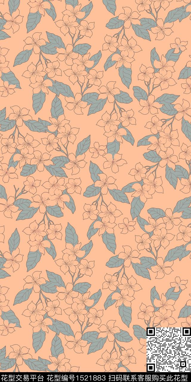 复古花卉小碎花数码印花华亿平台下载（图片编号: 1521883） - 瓦栏（Walan）