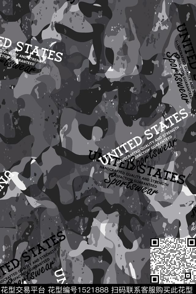 字母男装大牌风数码印花华亿平台下载（图片编号: 1521888） - 瓦栏（Walan）