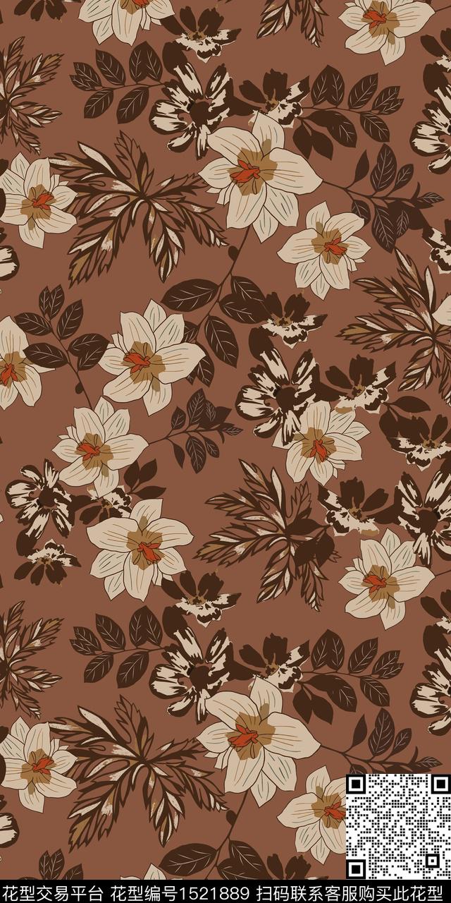 复古花卉小碎花数码印花华亿平台下载（图片编号: 1521889） - 瓦栏（Walan）
