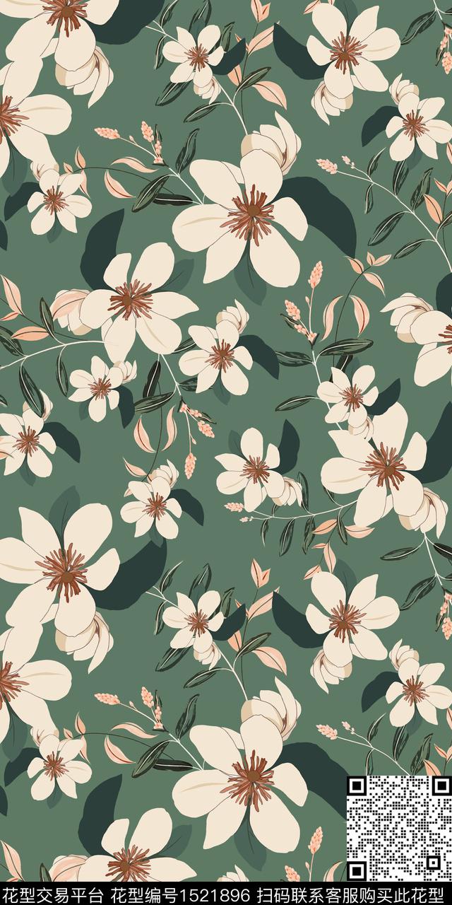 复古花卉小碎花数码印花华亿平台下载（图片编号: 1521896） - 瓦栏（Walan）