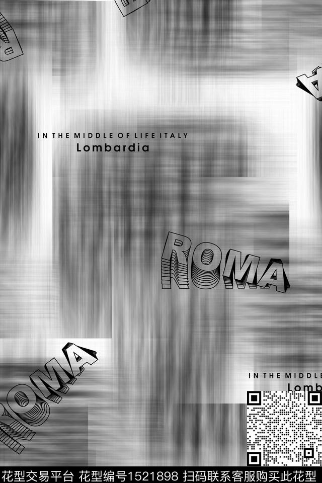 字母男装大牌风数码印花华亿平台下载（图片编号: 1521898） - 瓦栏（Walan）