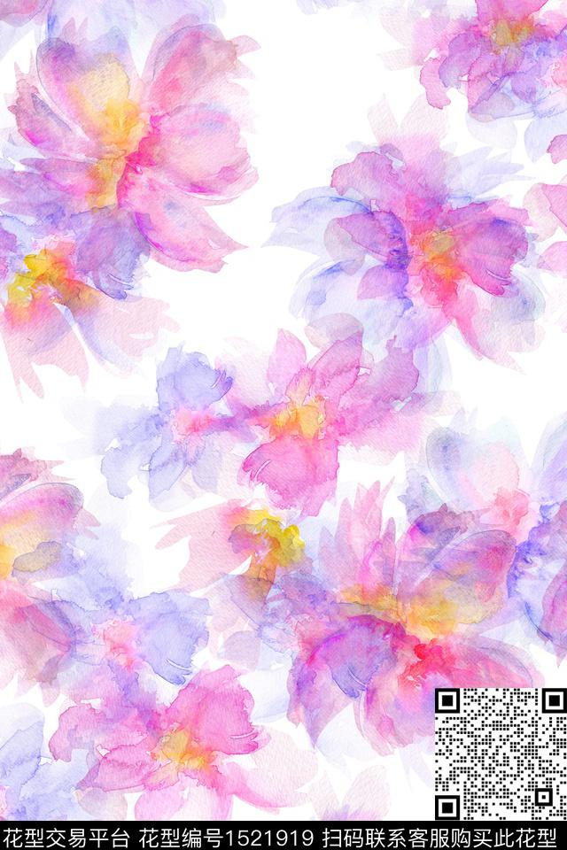 花卉大牌风小清新数码印花华亿平台下载（图片编号: 1521919） - 瓦栏（Walan）