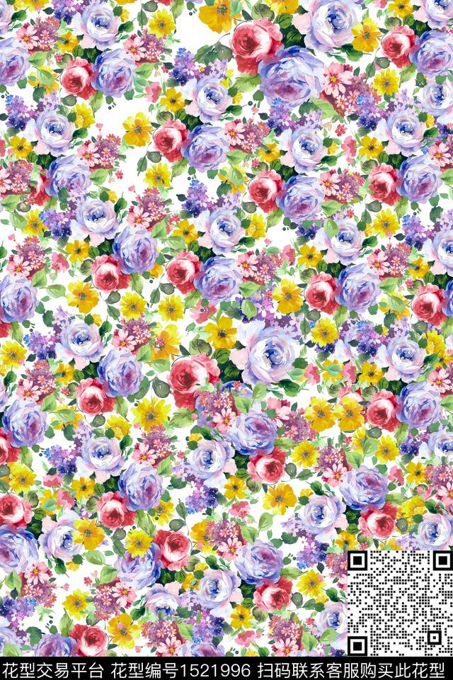 花卉小清新小碎花数码印花华亿平台下载（图片编号: 1521996） - 瓦栏（Walan）