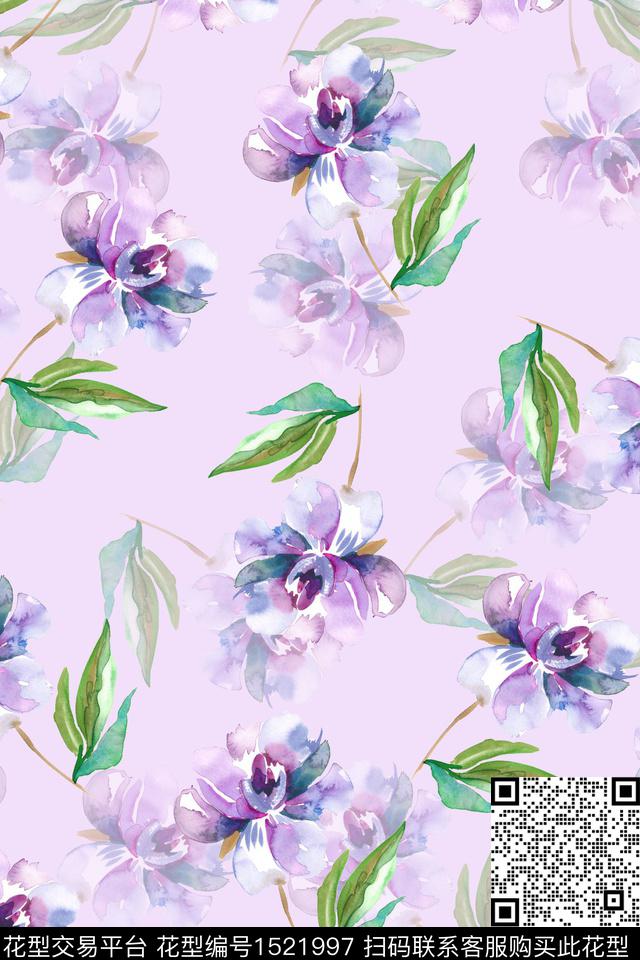 花卉小清新女装数码印花华亿平台下载（图片编号: 1521997） - 瓦栏（Walan）