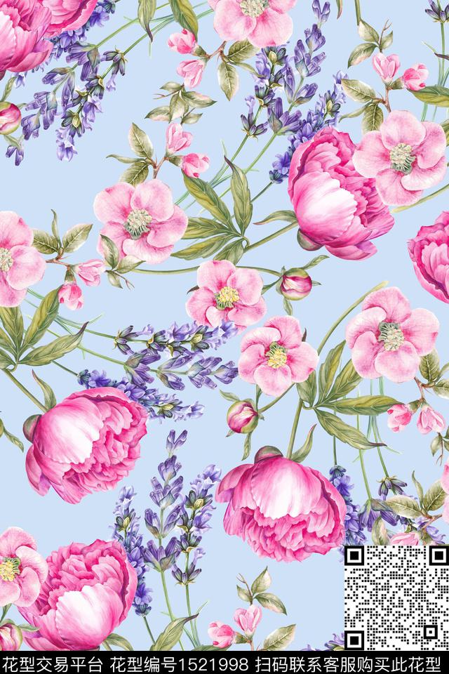 花卉小清新女装数码印花华亿平台下载（图片编号: 1521998） - 瓦栏（Walan）