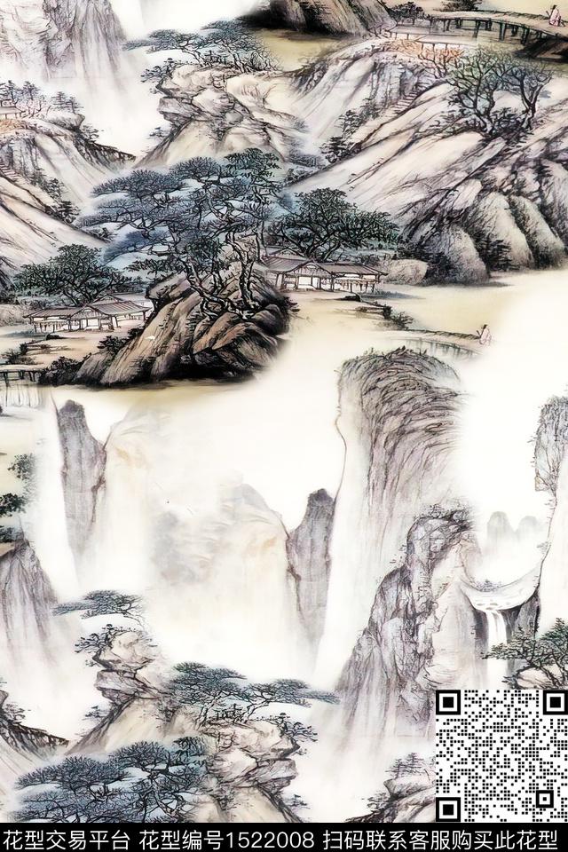 香云纱中老年国画数码印花华亿平台下载（图片编号: 1522008） - 瓦栏（Walan）