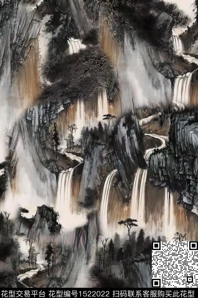 香云纱中老年国画数码印花华亿平台下载（图片编号: 1522022） - 瓦栏（Walan）