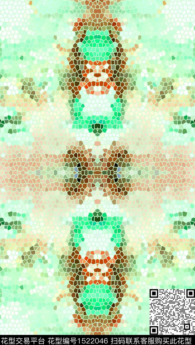 几何马赛克男装数码印花华亿平台下载（图片编号: 1522046） - 瓦栏（Walan）