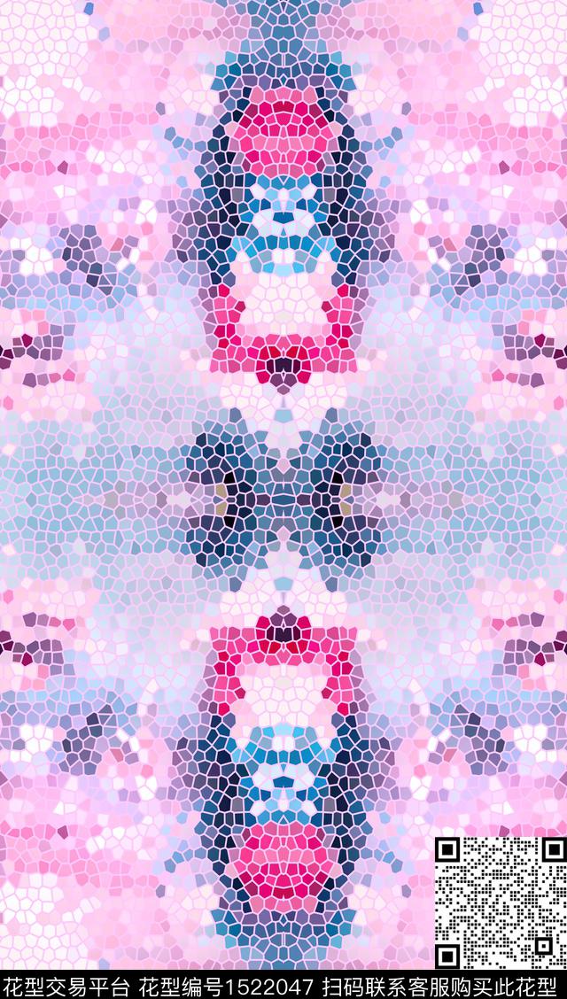 几何马赛克男装数码印花华亿平台下载（图片编号: 1522047） - 瓦栏（Walan）