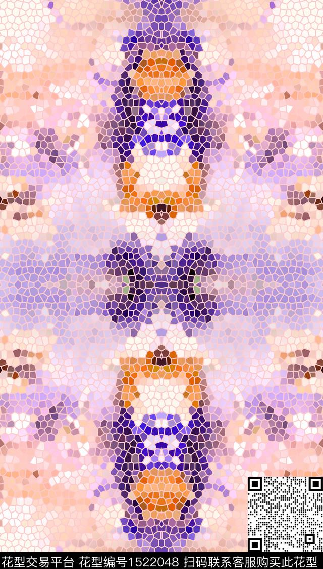 几何马赛克男装数码印花华亿平台下载（图片编号: 1522048） - 瓦栏（Walan）