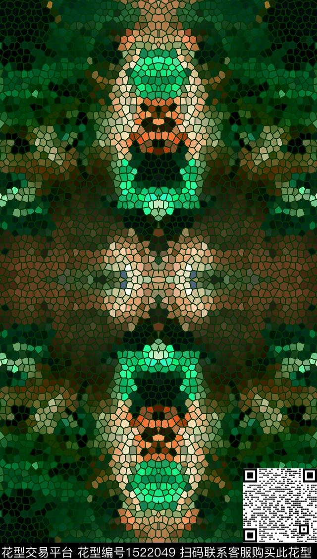 几何马赛克男装数码印花华亿平台下载（图片编号: 1522049） - 瓦栏（Walan）