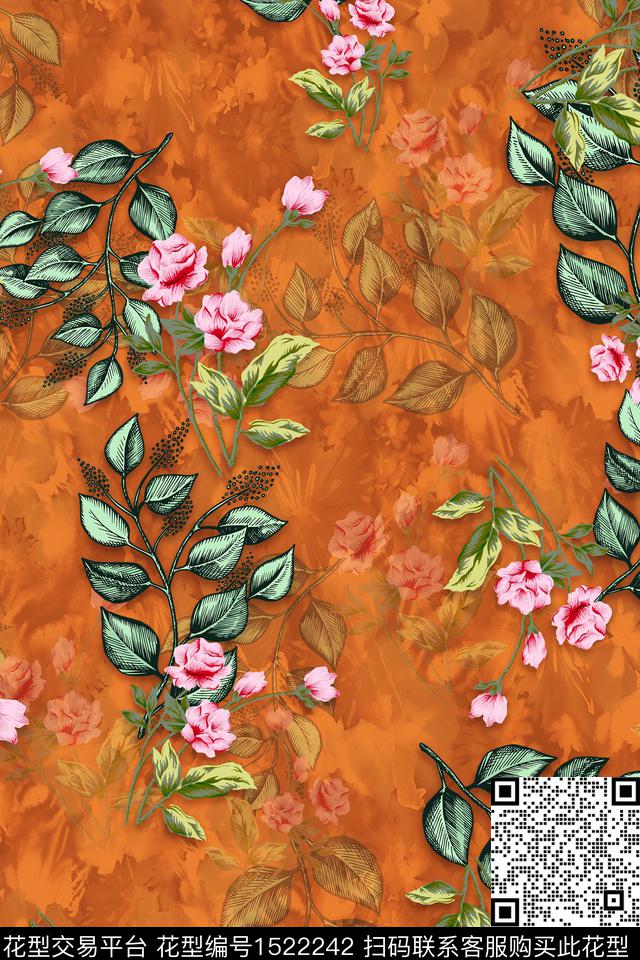 大花中老年数码印花华亿平台下载（图片编号: 1522242） - 瓦栏（Walan）