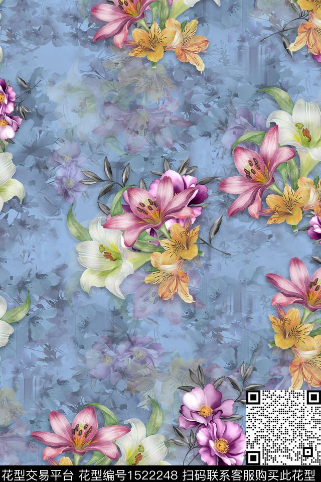 花卉底纹中老年数码印花华亿平台下载（图片编号: 1522248） - 瓦栏（Walan）