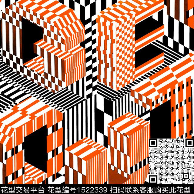 字母格子条纹数码印花华亿平台下载（图片编号: 1522339） - 瓦栏（Walan）