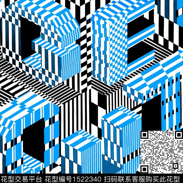 字母格子条纹数码印花华亿平台下载（图片编号: 1522340） - 瓦栏（Walan）