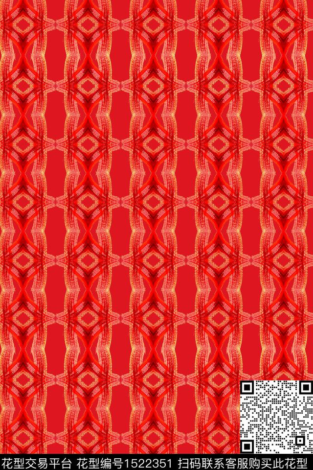 几何花卉民族风几何数码印花华亿平台下载（图片编号: 1522351） - 瓦栏（Walan）