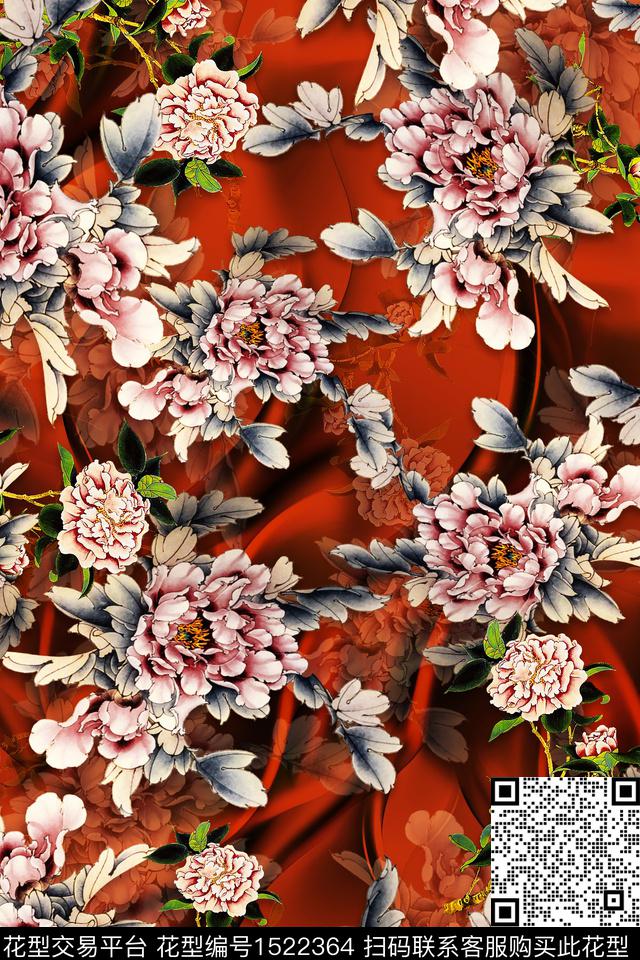 大花牡丹中老年数码印花华亿平台下载（图片编号: 1522364） - 瓦栏（Walan）