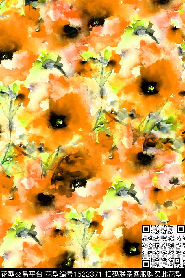 水彩肌理女装数码印花华亿平台下载（图片编号: 1522371） - 瓦栏（Walan）