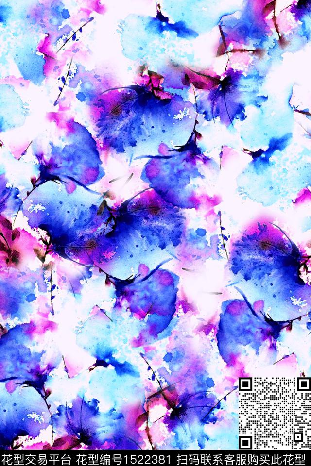 水彩肌理女装数码印花华亿平台下载（图片编号: 1522381） - 瓦栏（Walan）