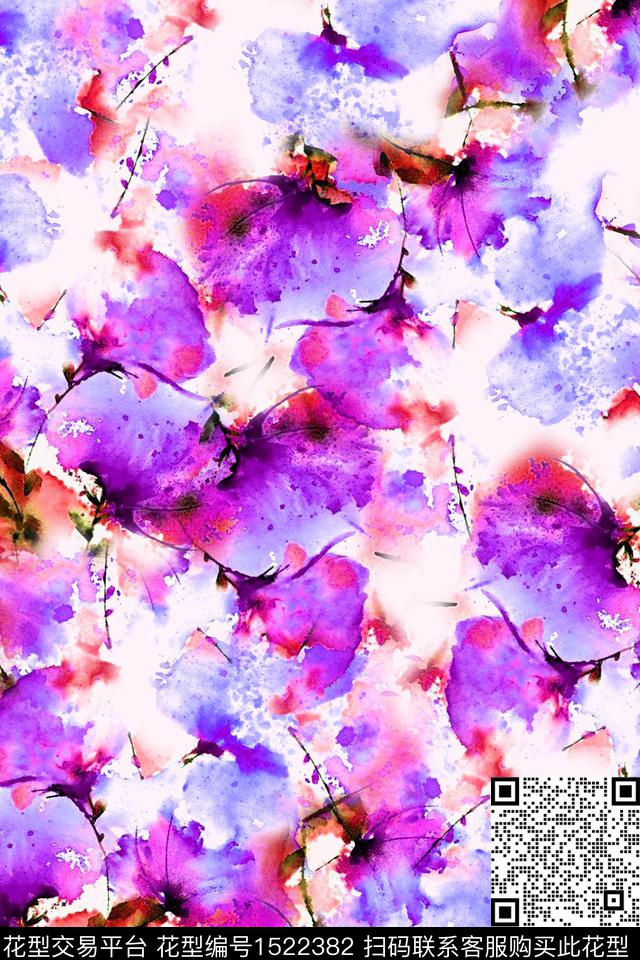 水彩肌理女装数码印花华亿平台下载（图片编号: 1522382） - 瓦栏（Walan）