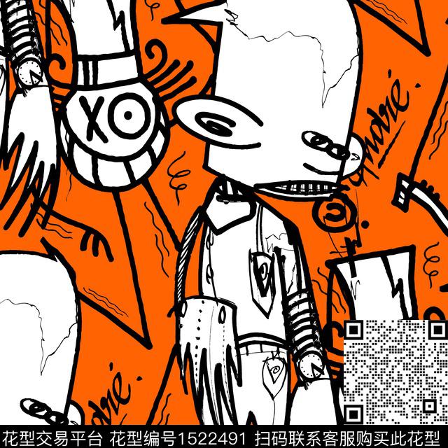 趣味搞怪人物传统印花华亿平台下载（图片编号: 1522491） - 瓦栏（Walan）