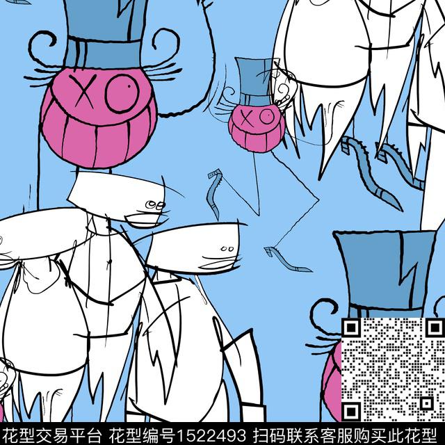 趣味搞怪人物传统印花华亿平台下载（图片编号: 1522493） - 瓦栏（Walan）