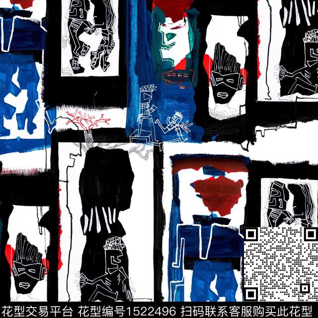 涂鸦趣味搞怪数码印花华亿平台下载（图片编号: 1522496） - 瓦栏（Walan）