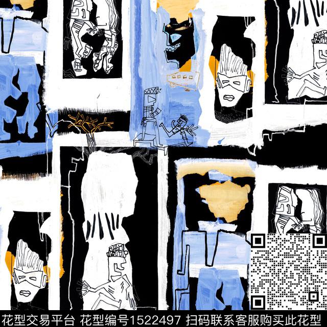 涂鸦趣味搞怪数码印花华亿平台下载（图片编号: 1522497） - 瓦栏（Walan）