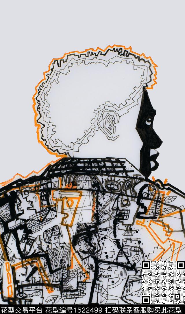 男装定位花趣味搞怪数码印花华亿平台下载（图片编号: 1522499） - 瓦栏（Walan）