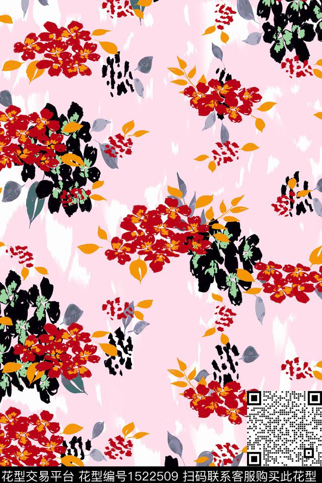 绿植树叶清爽底花卉春夏华亿平台数码印花华亿平台下载（图片编号: 1522509） - 瓦栏（Walan）