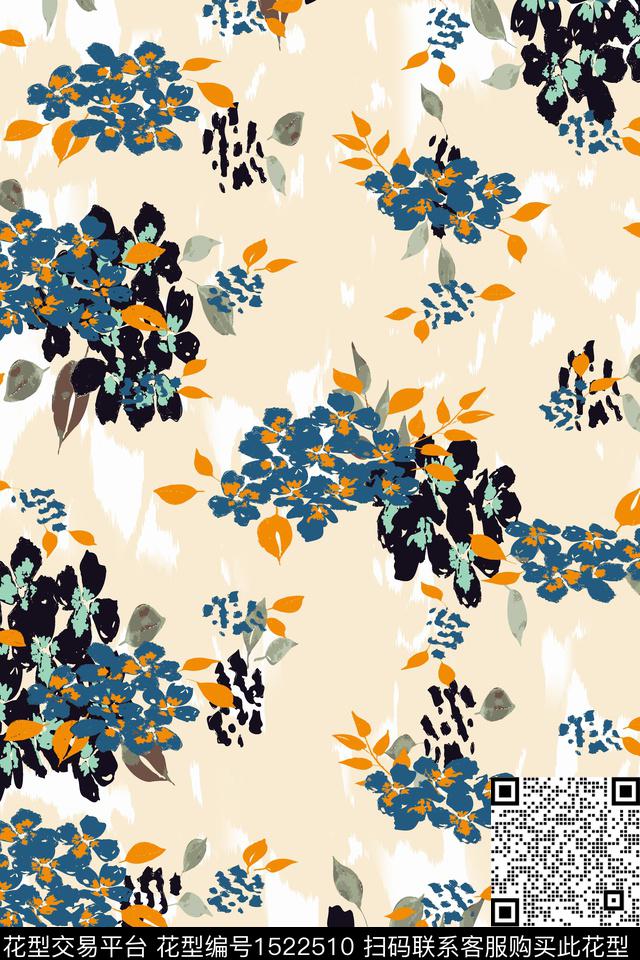 绿植树叶清爽底花卉春夏华亿平台数码印花华亿平台下载（图片编号: 1522510） - 瓦栏（Walan）