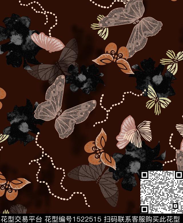 连衣裙女装花卉数码印花华亿平台下载（图片编号: 1522515） - 瓦栏（Walan）
