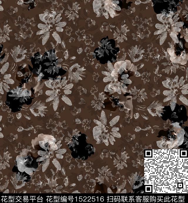 连衣裙女装花卉数码印花华亿平台下载（图片编号: 1522516） - 瓦栏（Walan）