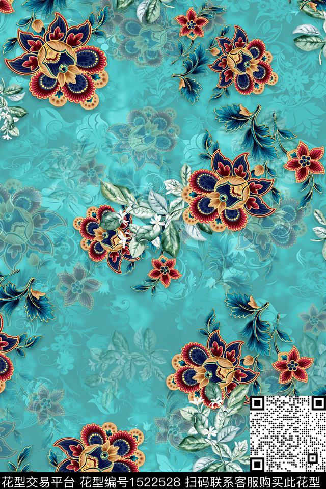 大花中老年数码印花华亿平台下载（图片编号: 1522528） - 瓦栏（Walan）