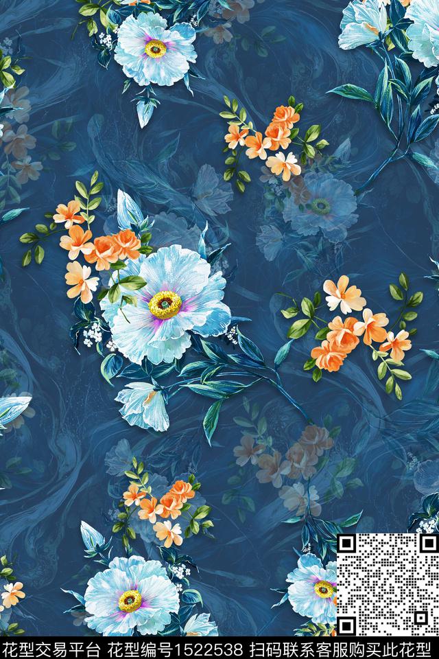 大花中老年数码印花华亿平台下载（图片编号: 1522538） - 瓦栏（Walan）