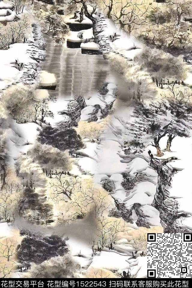 香云纱中老年国画数码印花华亿平台下载（图片编号: 1522543） - 瓦栏（Walan）