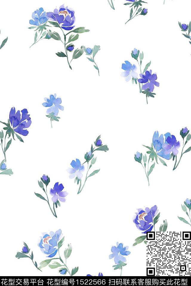 花卉大牌风小清新数码印花华亿平台下载（图片编号: 1522566） - 瓦栏（Walan）