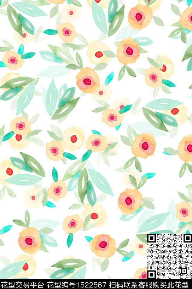 花卉大牌风小清新数码印花华亿平台下载（图片编号: 1522567） - 瓦栏（Walan）