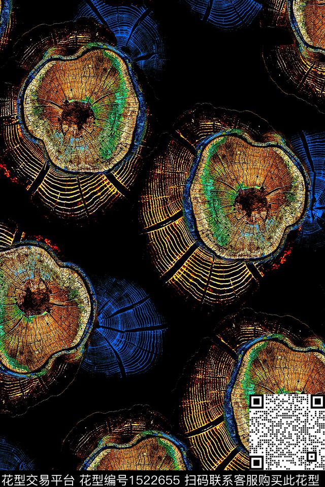 肌理抽象花卉几何数码印花华亿平台下载（图片编号: 1522655） - 瓦栏（Walan）