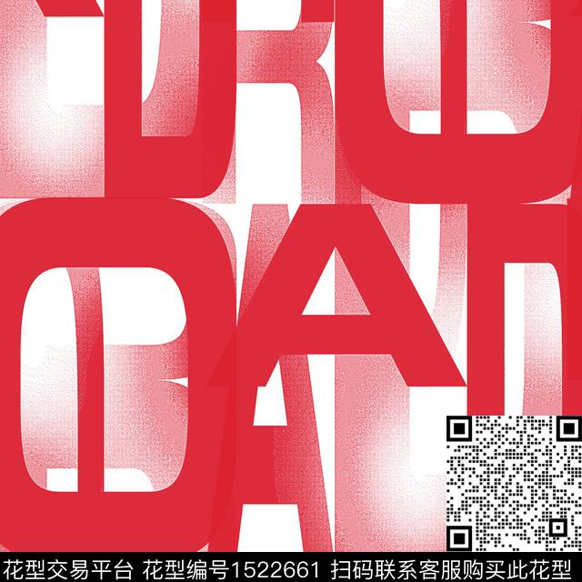 渐变字母中国红数码印花华亿平台下载（图片编号: 1522661） - 瓦栏（Walan）